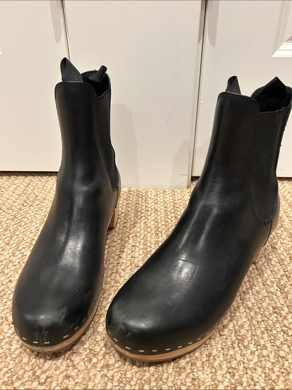 Loeffler Randall Black Leather Chelsea Clog Boots
